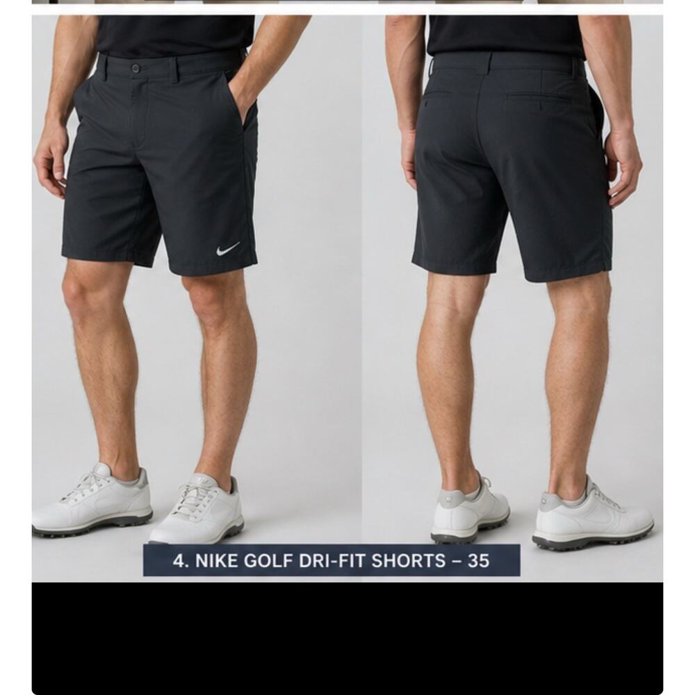 Nike Golf Dri Fit Shorts Mens 35 Black Performance Athletic Casual
